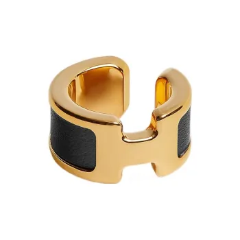 HERMES Olympe Gold Plated, Calfskin Clip On Earrings Women's Gold