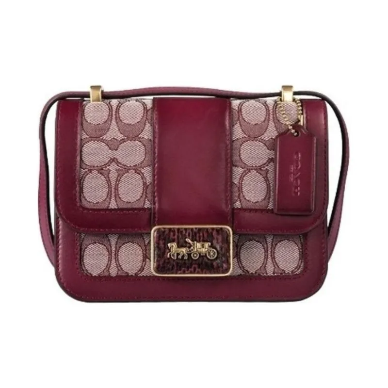 COACH Alie Fabric With Snake Skin Detail Messenger Bag, Crossbody Bag, Shoulder Bag Women's Ox Blood-1
