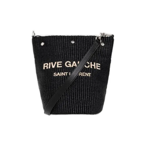 SAINT LAURENT Calfskin With Viscose Bucket Bags Shoulder Bag Crossbody Bag Handbag Men's Black
