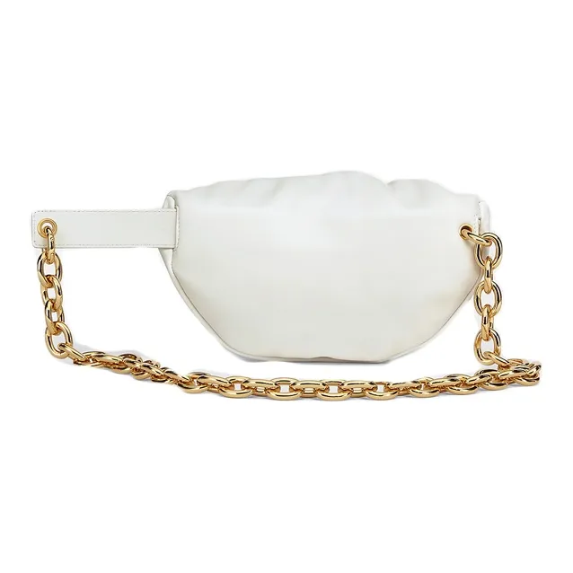 Bottega Veneta Cow Leather Fanny Pack Sling Bag Handheld Crossbody Bag Women's Chalk White-1