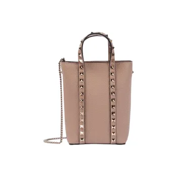 Valentino ROCKSTUD Leather Tote Bag Shopping Bag Handbag Shoulder Bag Women's Pink
