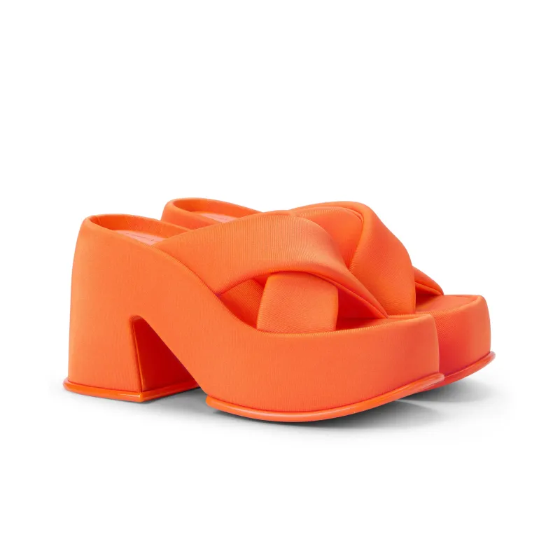CHARLES&KEITH Slide Slippers Women's Black Textured/Chalk White/Orange-9