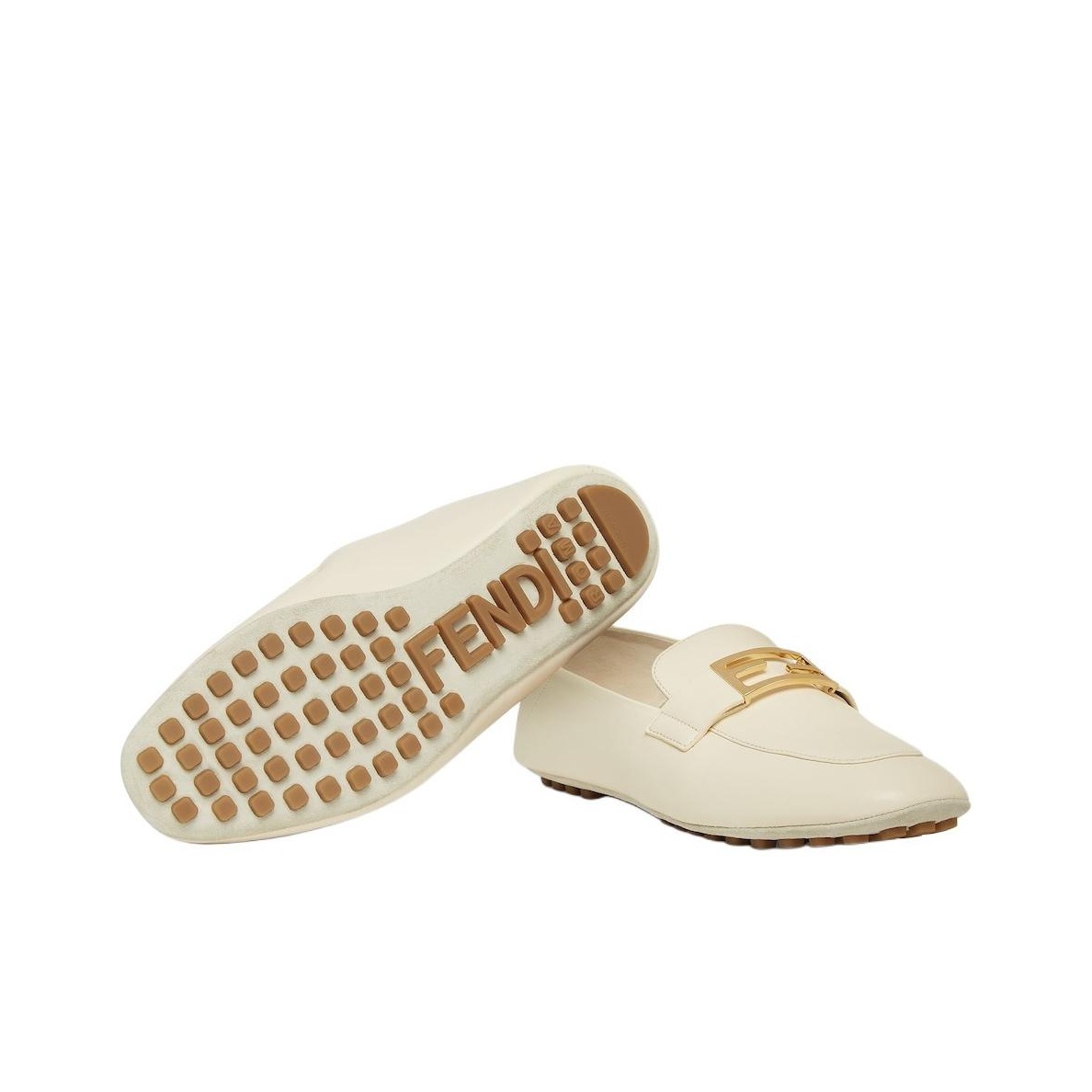 FENDI Logo Plaque Slip-On Loafers Women's Original Shoe Box