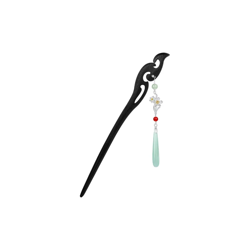 KINGFOCUS 925 Sterling Silver Red Agate Resin Hairpins Women's-11