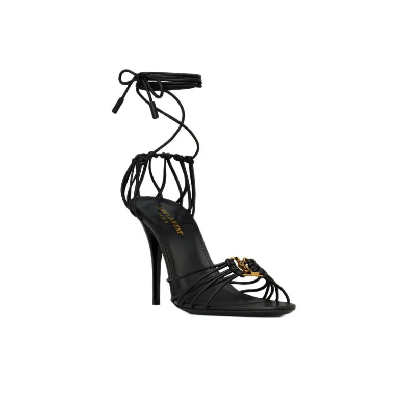 SAINT LAURENT Babylone Logo Plaque Sandals Women's-2