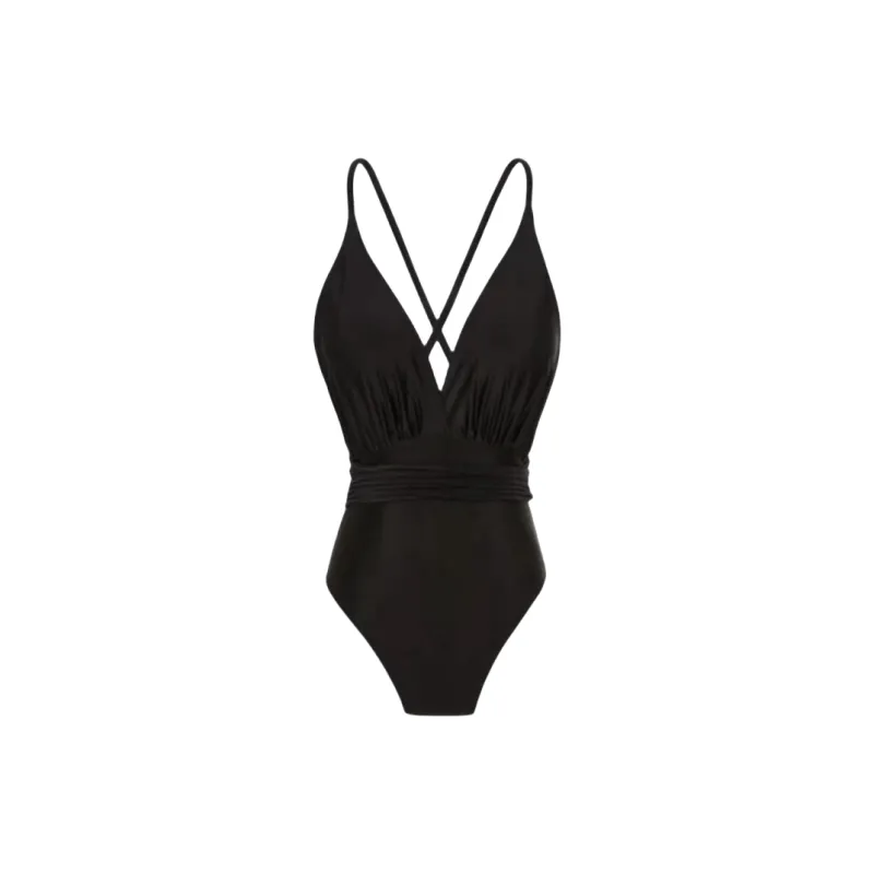 SINGLELADY Sexy One-Piece For Small Bust Gathering Tummy-Flattening Conservative Pure Desire Hot Spring Swimsuit-0