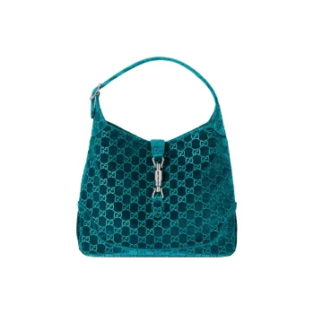 GUCCI Jackie 1961 Velvet Handbag, Shoulder Bag Women's Dark Blue