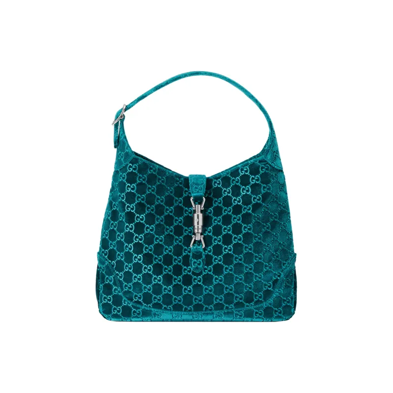 GUCCI Jackie 1961 Velvet Handbag, Shoulder Bag Women's Dark Blue-0