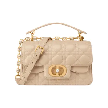 DIOR Cow Leather Shoulder Bag Crossbody Bag Handbag Small Size Women's Rouge Beige