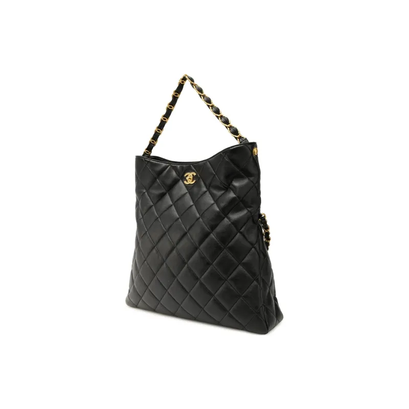 CHANEL Smooth Finish Lambskin Handbag, Shoulder Bag Extra Large Women's Black-2