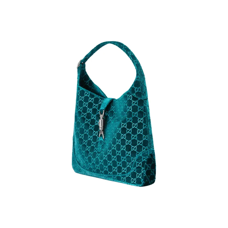 GUCCI Jackie 1961 Velvet Handbag, Shoulder Bag Women's Dark Blue-2
