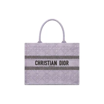 DIOR BookTote Raffia Grass Tote Bag Shopping Bag Handbag Medium Size Women's Light Purple