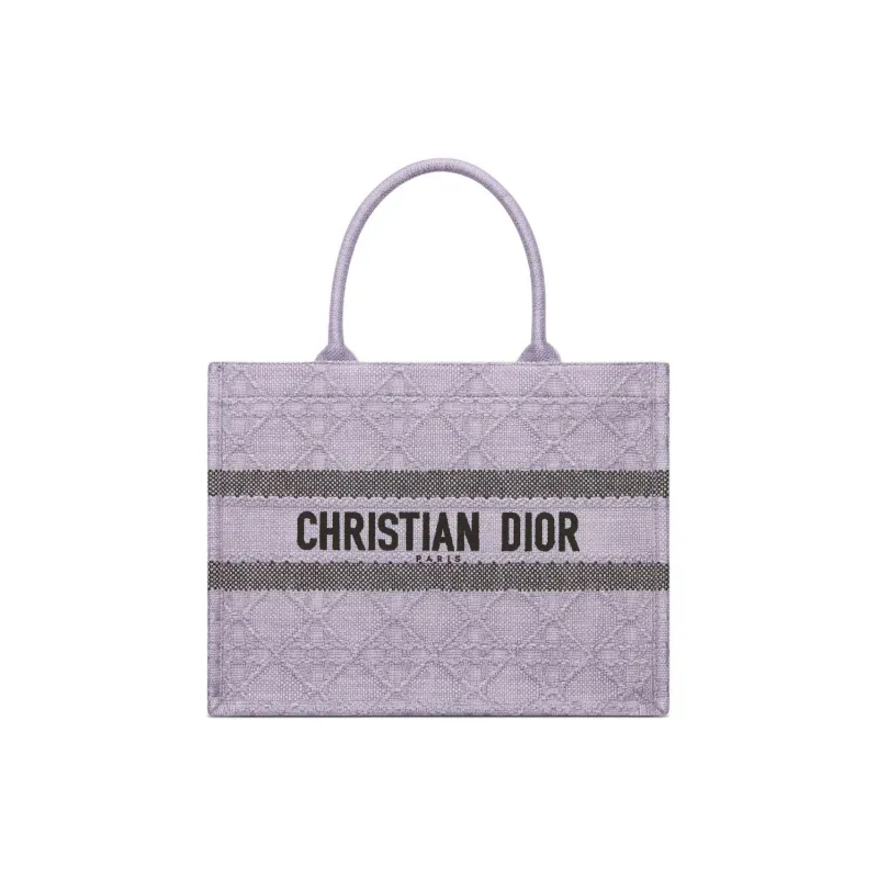 DIOR BookTote Raffia Grass Tote Bag Shopping Bag Handbag Medium Size Women's Light Purple-0