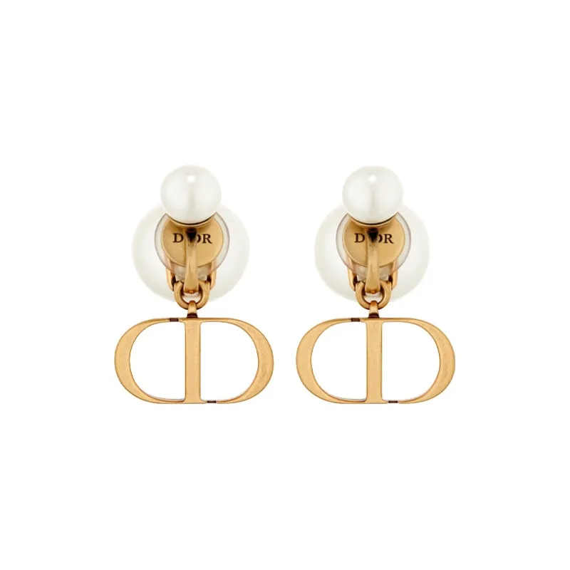 DIOR Metal, Resin, Pearl Earrings Women's Gold-3