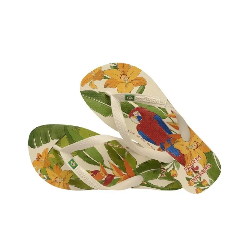 FARM RIO x Havaianas Flip Flops Women's Beige Green-2