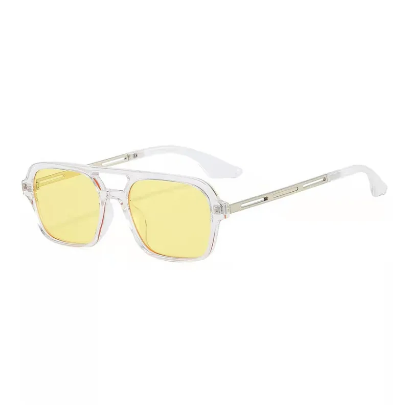 SOMAN Metal Aviator Sunglasses Unisex Black Gray Leopard Print Orange Transparent-14