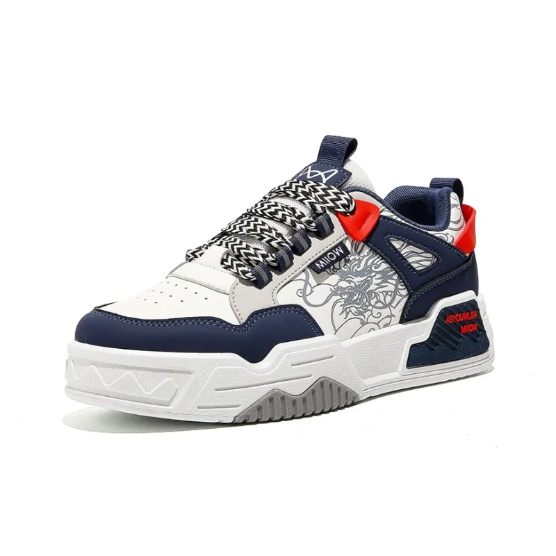 MIIOW Trend Party Series Skateboard Shoes Unisex Low Top Black White/Blue White/Burgundy-10