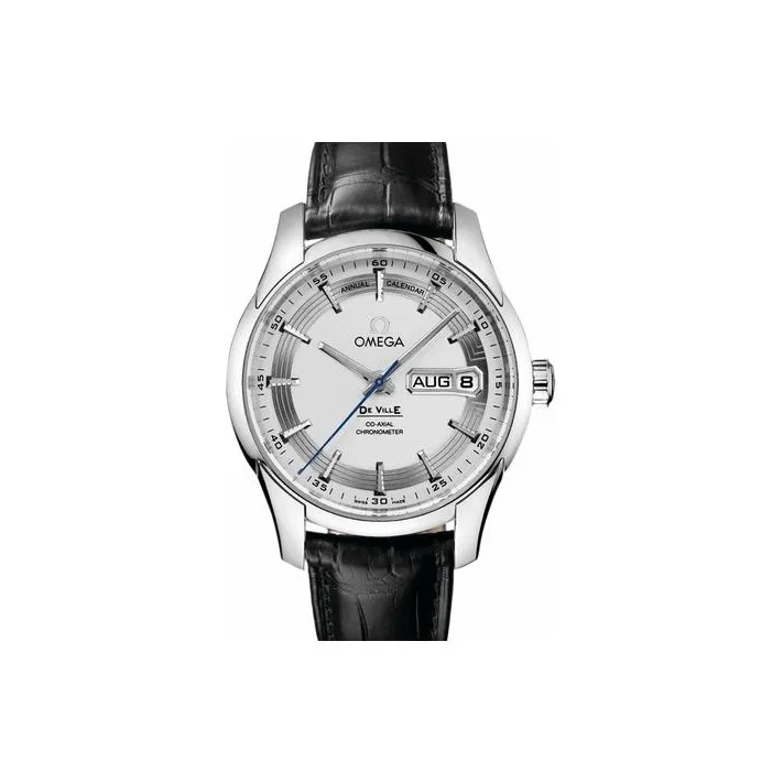 OMEGA Automatic Mechanical Movement Unisex Watch 41mm Silver Dial Stainless Steel Case Leather Strap-0