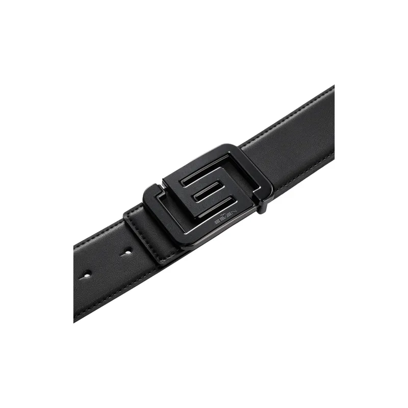 SEVEN Pin Buckle Youth Business Casual Suit Trouser Belt Leather Belts Men's Black 3.5cm-2