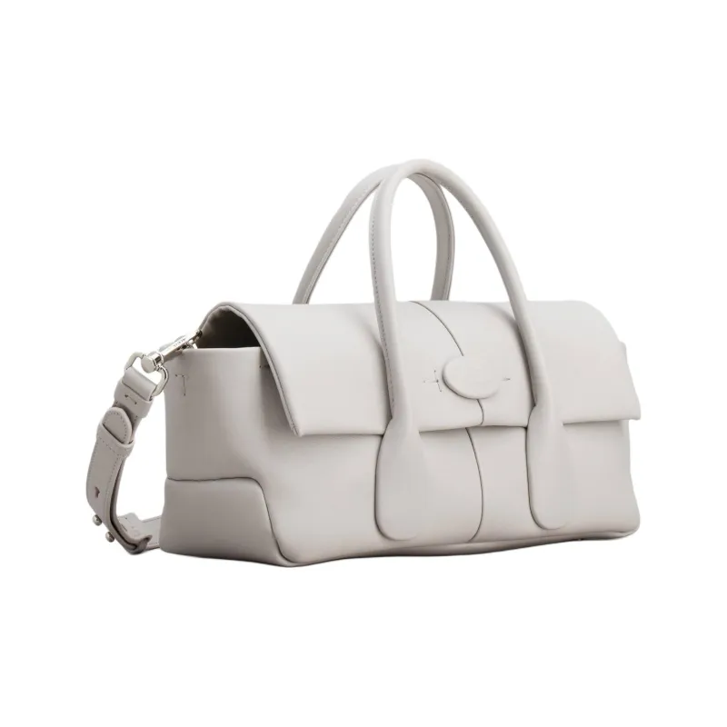 TOD'S Calfskin Document Bag Shoulder Bag Crossbody Bag Handbag Medium Size Women's Gray-1