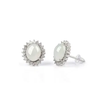 Yi Zhen Ge Jadeite Stud Earrings Women's