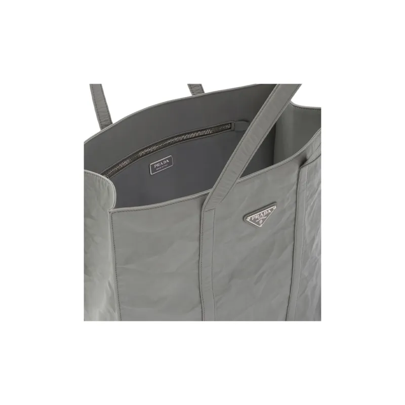 PRADA Leather Tote Bag Shopping Bag Handbag Medium Size Women's Slate Gray-3