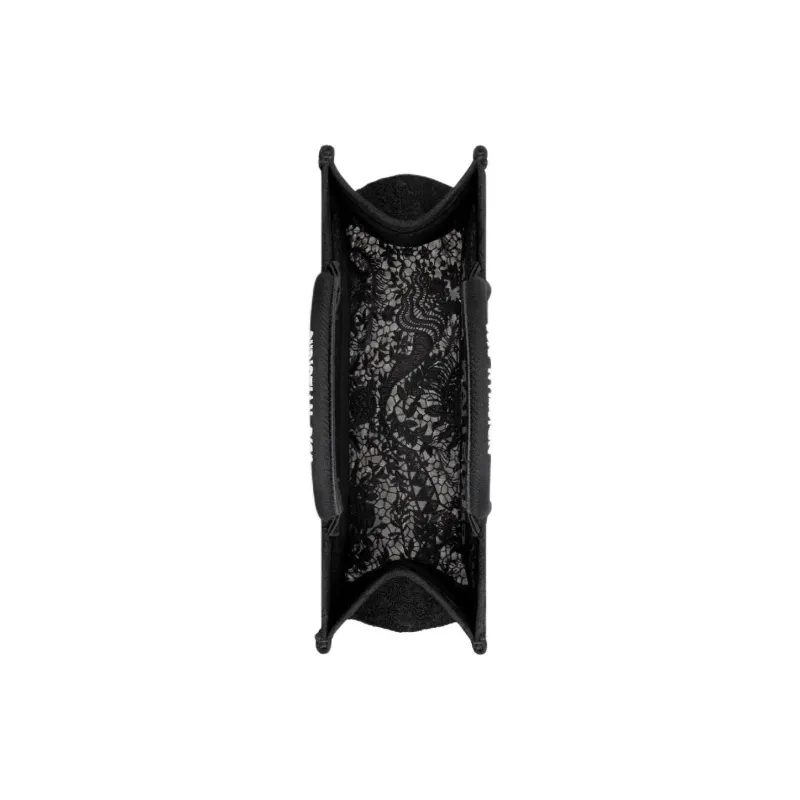 DIOR BookTote Embroidery Tote Bag Shopping Bag Handbag Medium Size Women's Black-3
