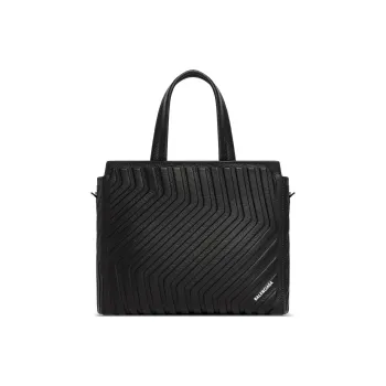 Balenciaga Grained Calfskin With Polyester Lining Shoulder Bag Crossbody Bag Handbag Small Size Men's Black