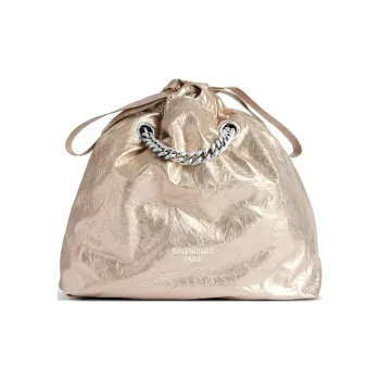 Balenciaga Small Crush Metallic Drawstring Tote Bag