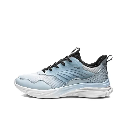Warrior Cushioned Wear Resistant Breathable Lightweight Low Top Running Shoes Men's White Blue
