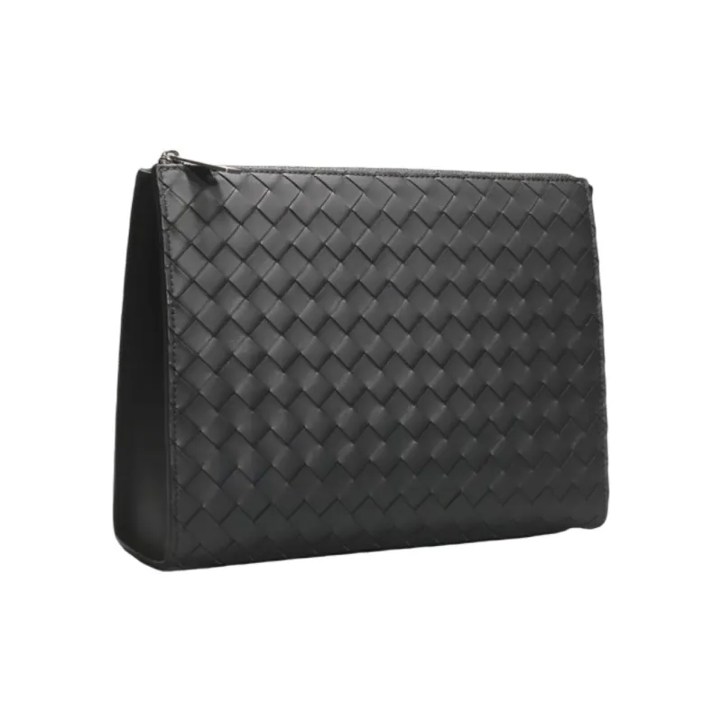 CMLZIUA Cow Leather Clutch Unisex Black-0