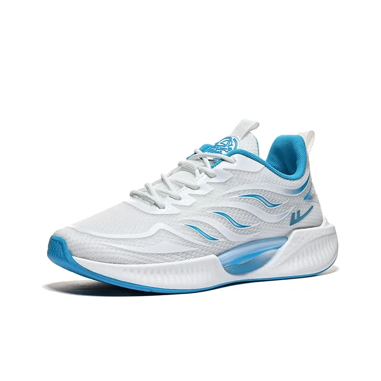 Warrior Anti Slip And Wear Resistant Breathable Low Top Running Shoes Men's White Lake Blue-1