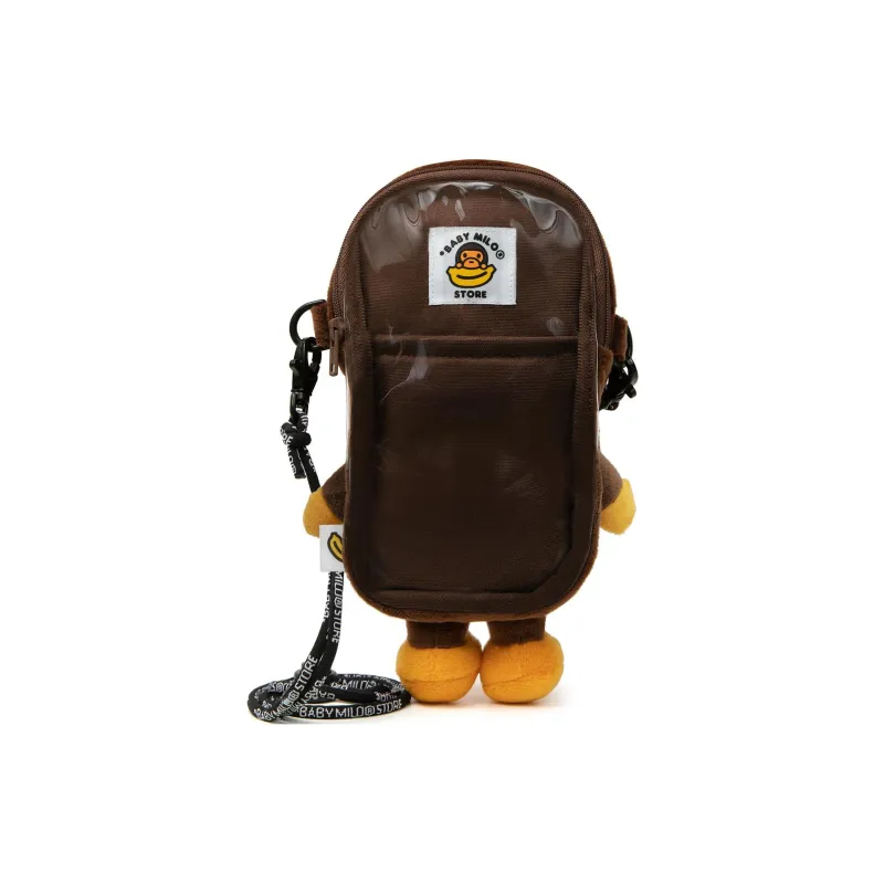 A BATHING APE Fabric Crossbody Cell Phone Pouch Regular Unisex Brown-2