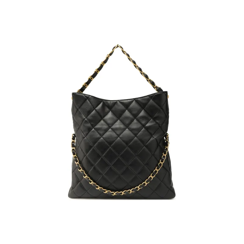 CHANEL Smooth Finish Lambskin Handbag, Shoulder Bag Extra Large Women's Black-3