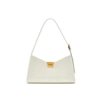 Staccato Cow Leather Handbag, Shoulder Bag Regular Women's Elegant White/Luxurious Black