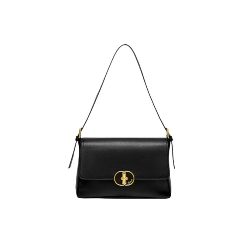 15 MINS Synthetic Leather With Cow Leather Shoulder Bag, Crossbody Bag Small Size Women's Black-1