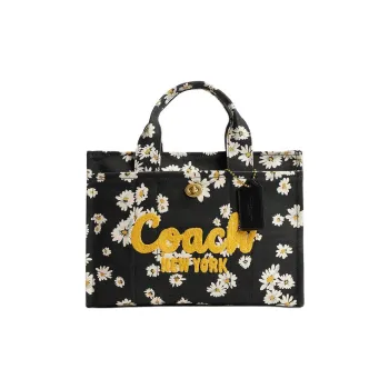 COACH Cargo Canvas With Recycled Leather Tote Bag, Shopping Bag, Handbag Large Size Women's Black & Multicolor
