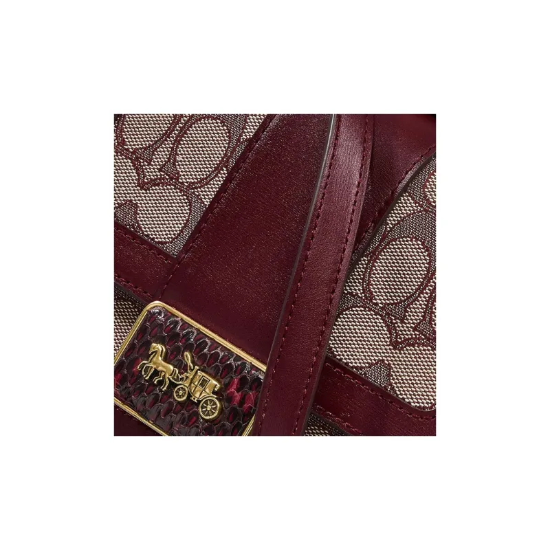 COACH Alie Fabric With Snake Skin Detail Messenger Bag, Crossbody Bag, Shoulder Bag Women's Ox Blood-4