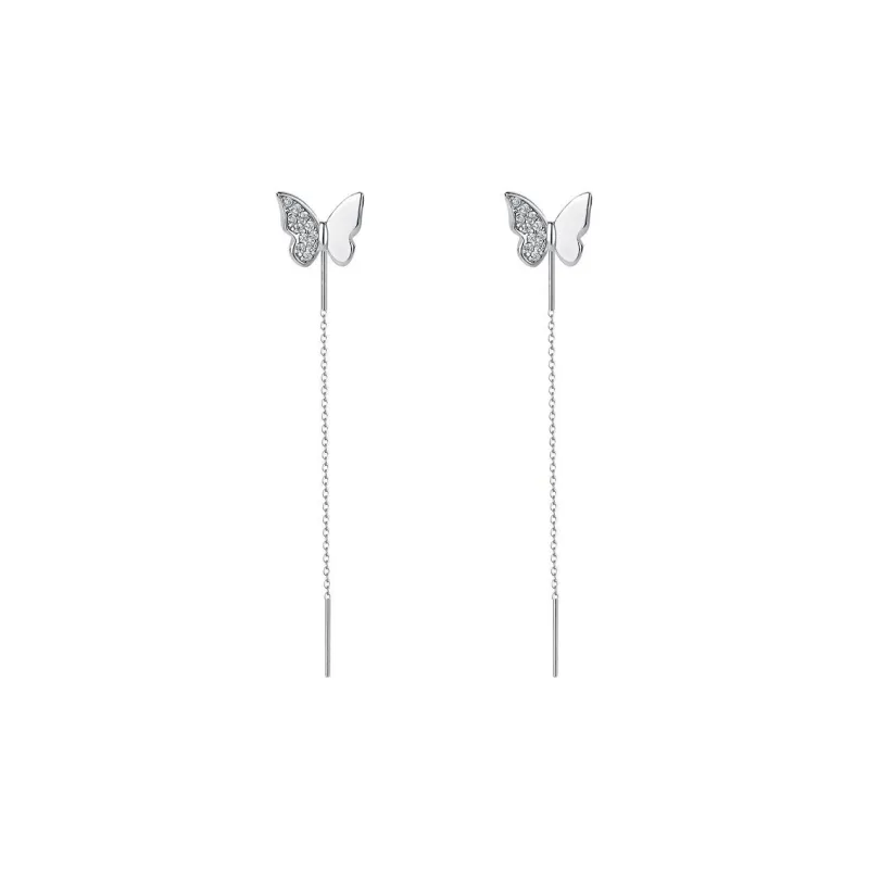 AITAO Pure Silver 999 Sterling Silver Drop Earrings Women's-0