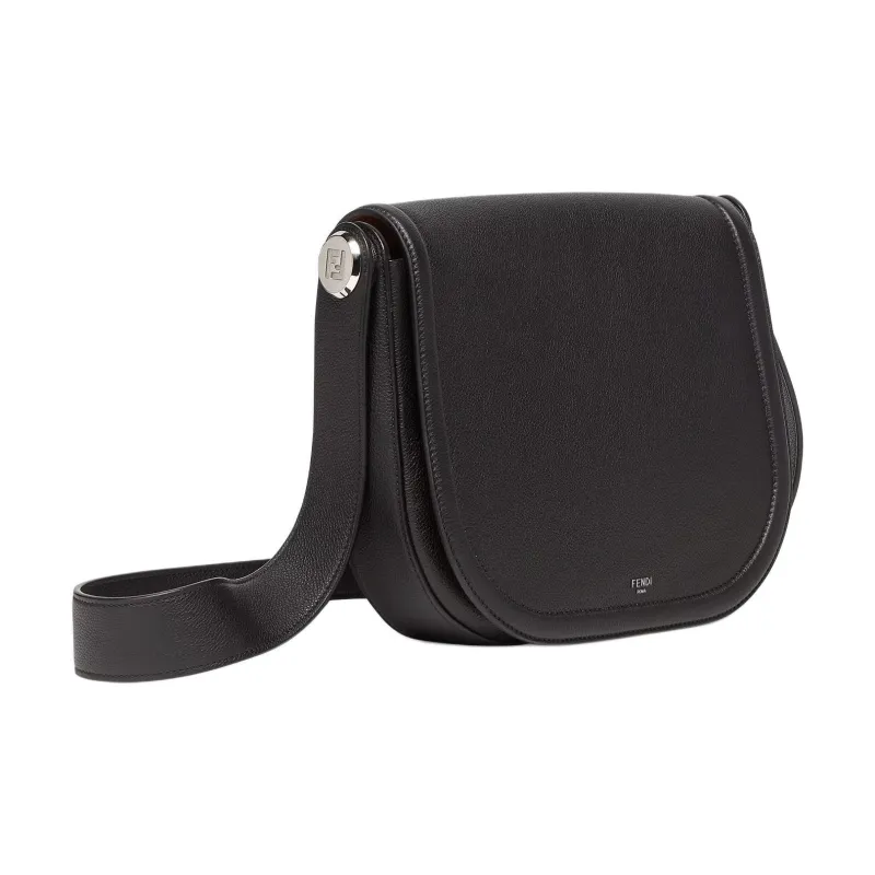 FENDI ROMA Calfskin Messenger Bag Shoulder Bag Crossbody Bag Men's Black-1