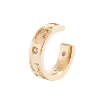 COACH Brass-Plated Glass Cubic Zirconia Clip-On Earrings Women's Gold