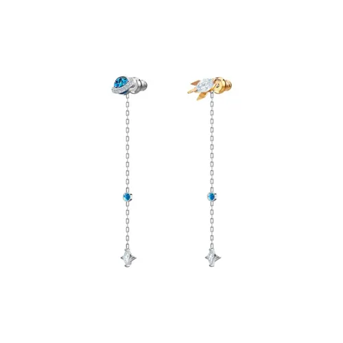 Swarovski Drop Earrings Women's Blue Gold Silver