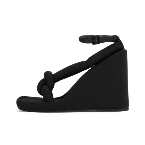 CHARLES&KEITH Small CK Strap Sandals 10.2cm Women's BLACK TEXTURED / White Chalk