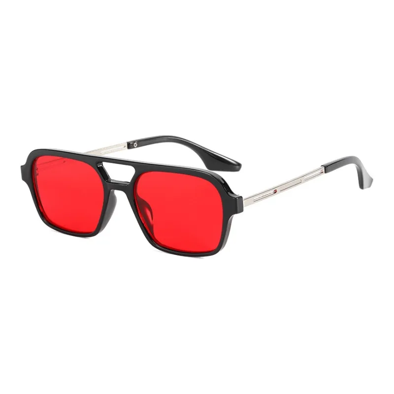 SOMAN Metal Aviator Sunglasses Unisex Black Gray Leopard Print Orange Transparent-2