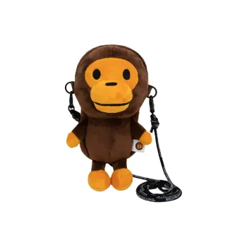 A BATHING APE Fabric Crossbody Cell Phone Pouch Regular Unisex Brown