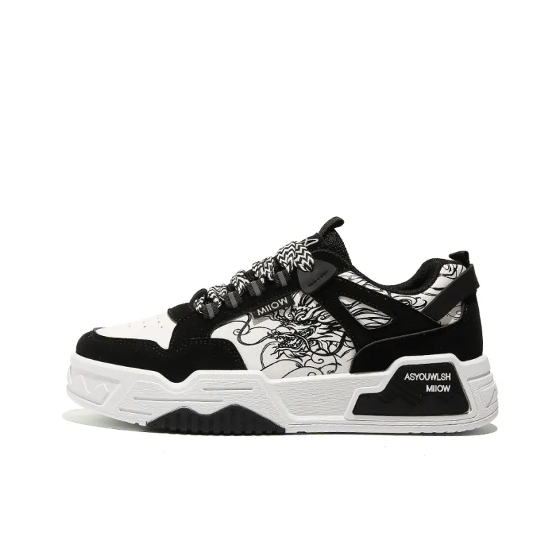MIIOW Trend Party Series Anti Slip And Wear Resistant Height Increasing High Top Skateboard Shoes Men's-25