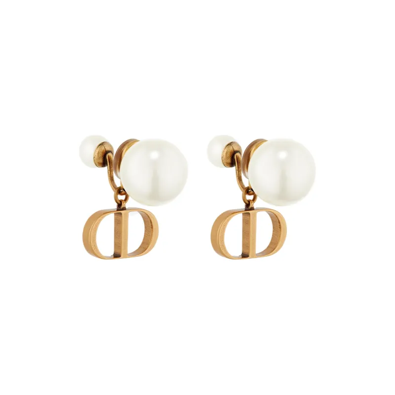 DIOR Metal, Resin, Pearl Earrings Women's Gold-2