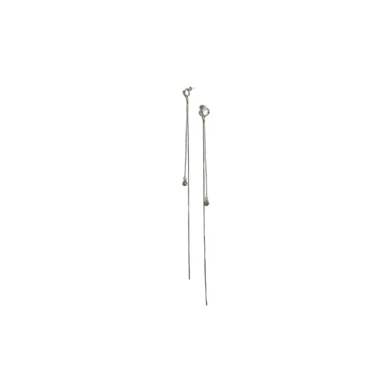 M.Wong 925 Sterling Silver Shimmer Fringe Chain Stud Earrings With Long Drop Women's-0