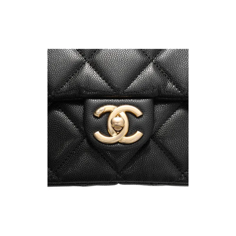 CHANEL Litchi Cow Leather Flap Bag, Envelope Bag, Shoulder Bag, Crossbody Bag Trumpets Women's Black-4