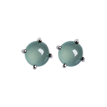 Cuiya Golden Building Ice Glutinous Jadeite Stud Earrings Unisex